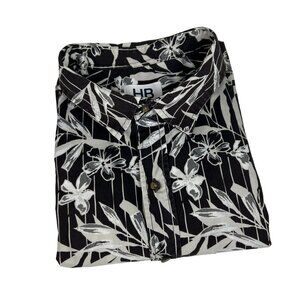 HB Harbor Bay Shirt Mens 2XLT Hawaiian Brown Cream Short Sleeve 100% Cotton